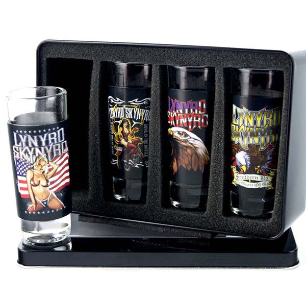 Lynyrd Skynyrd Shot Glass 4 Pc Set In Tin